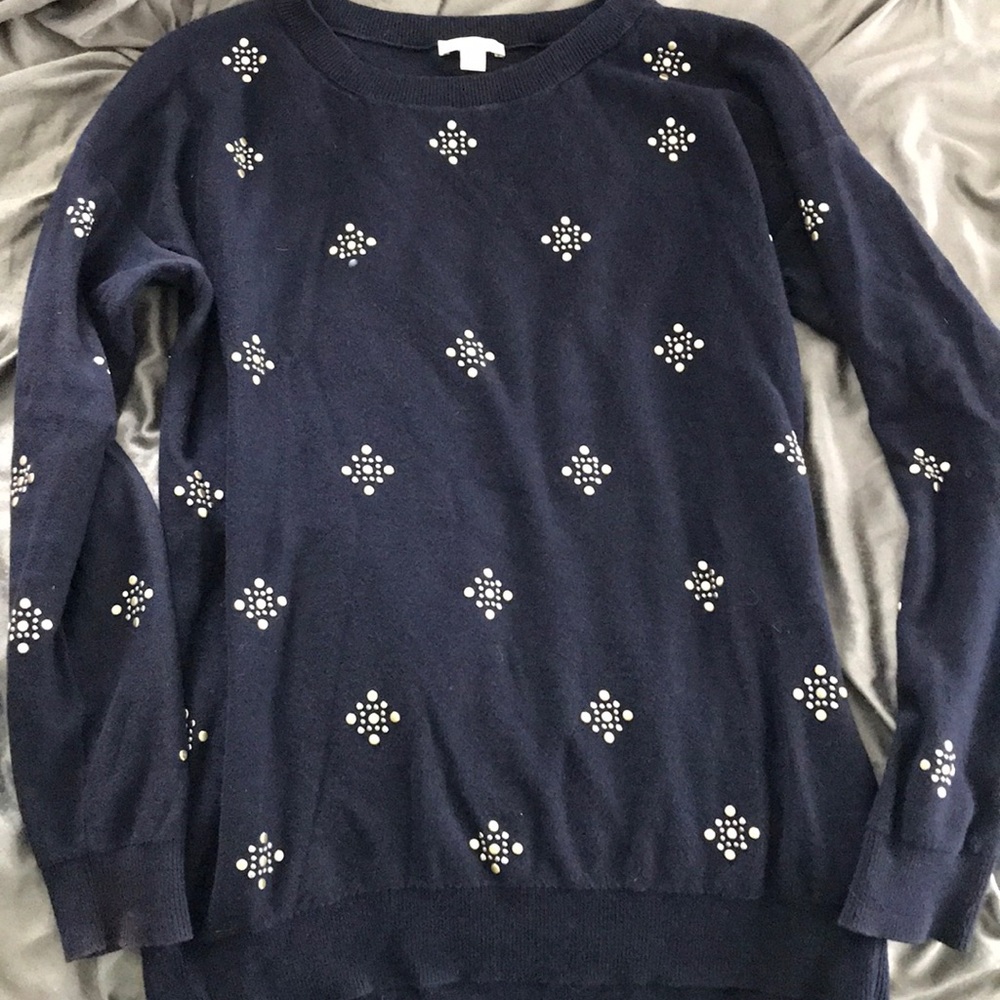 Navy blue embellished sweater